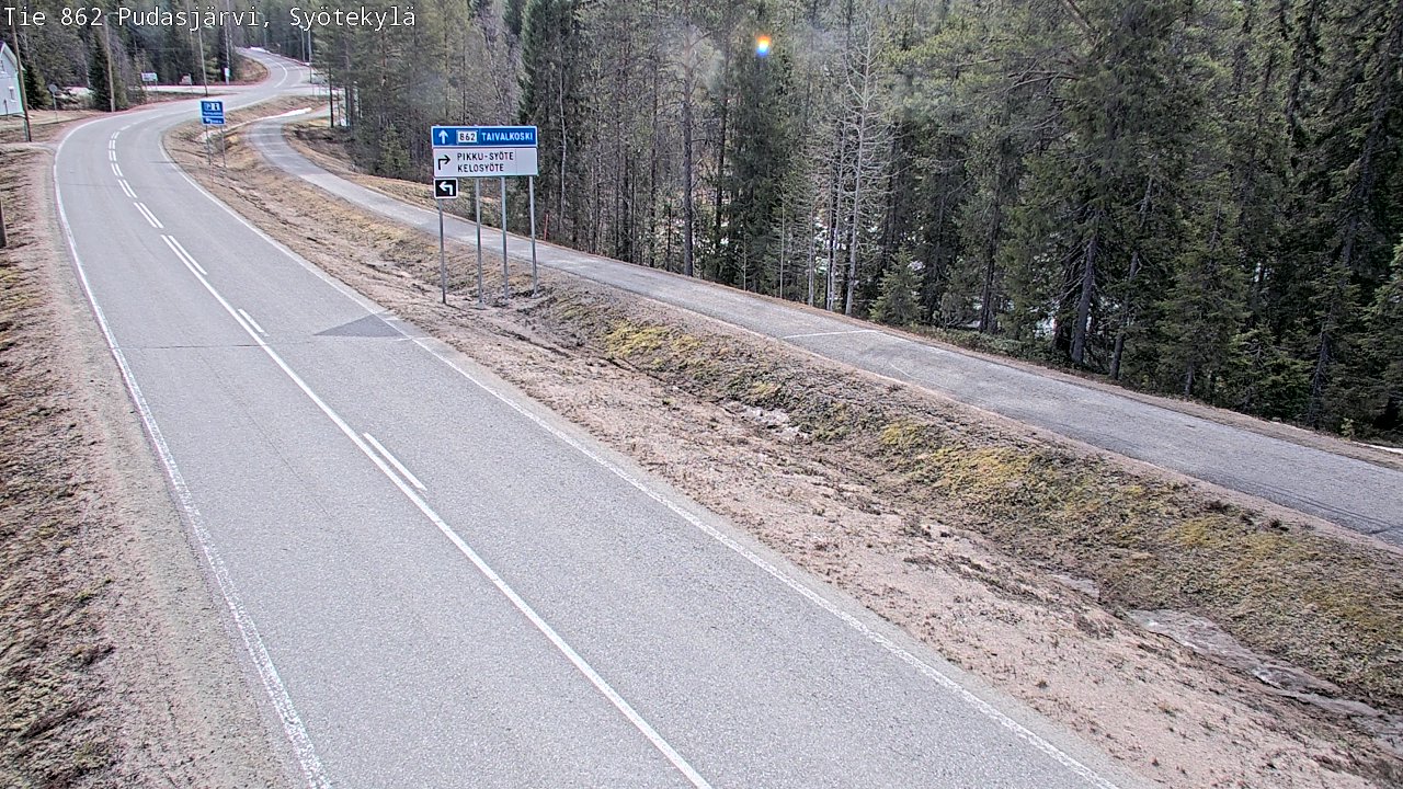 Weather Camera Image Väg 862 Pudasjärvi, Syötekylä, Pudasjärvi, Pohjois-Pohjanmaa