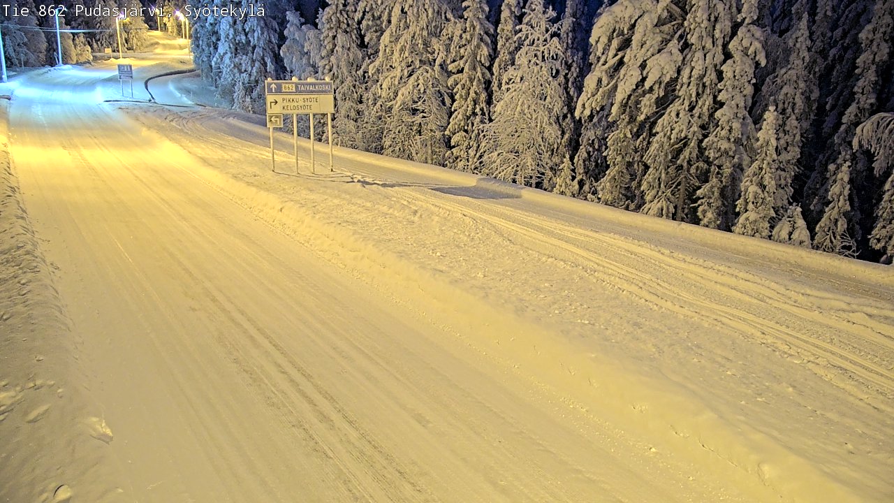 Weather Camera Image Road 862 Pudasjärvi, Syötekylä, Pudasjärvi, Pohjois-Pohjanmaa