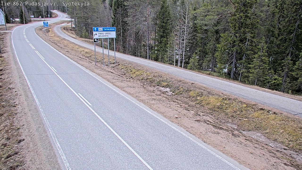 Weather Camera Image Väg 862 Pudasjärvi, Syötekylä, Pudasjärvi, Pohjois-Pohjanmaa