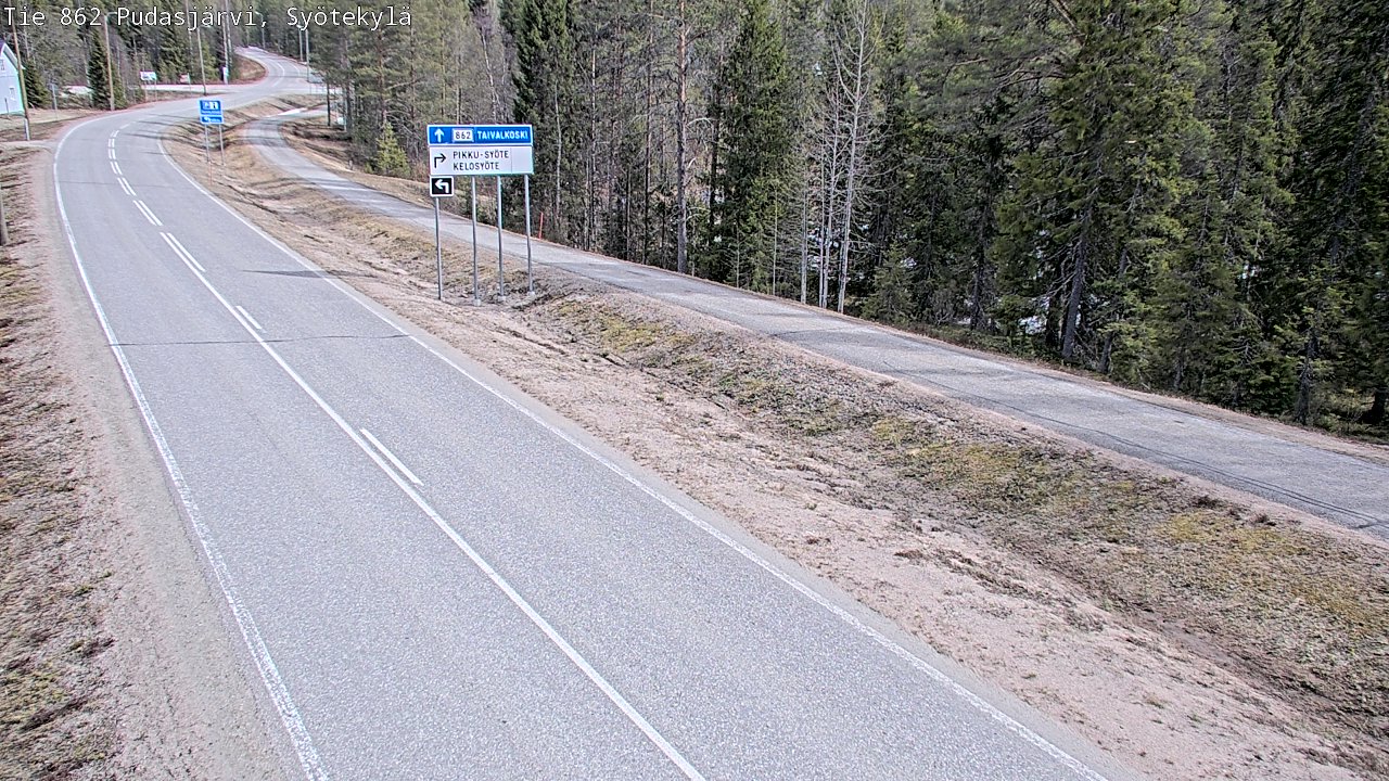 Weather Camera Image Väg 862 Pudasjärvi, Syötekylä, Pudasjärvi, Pohjois-Pohjanmaa