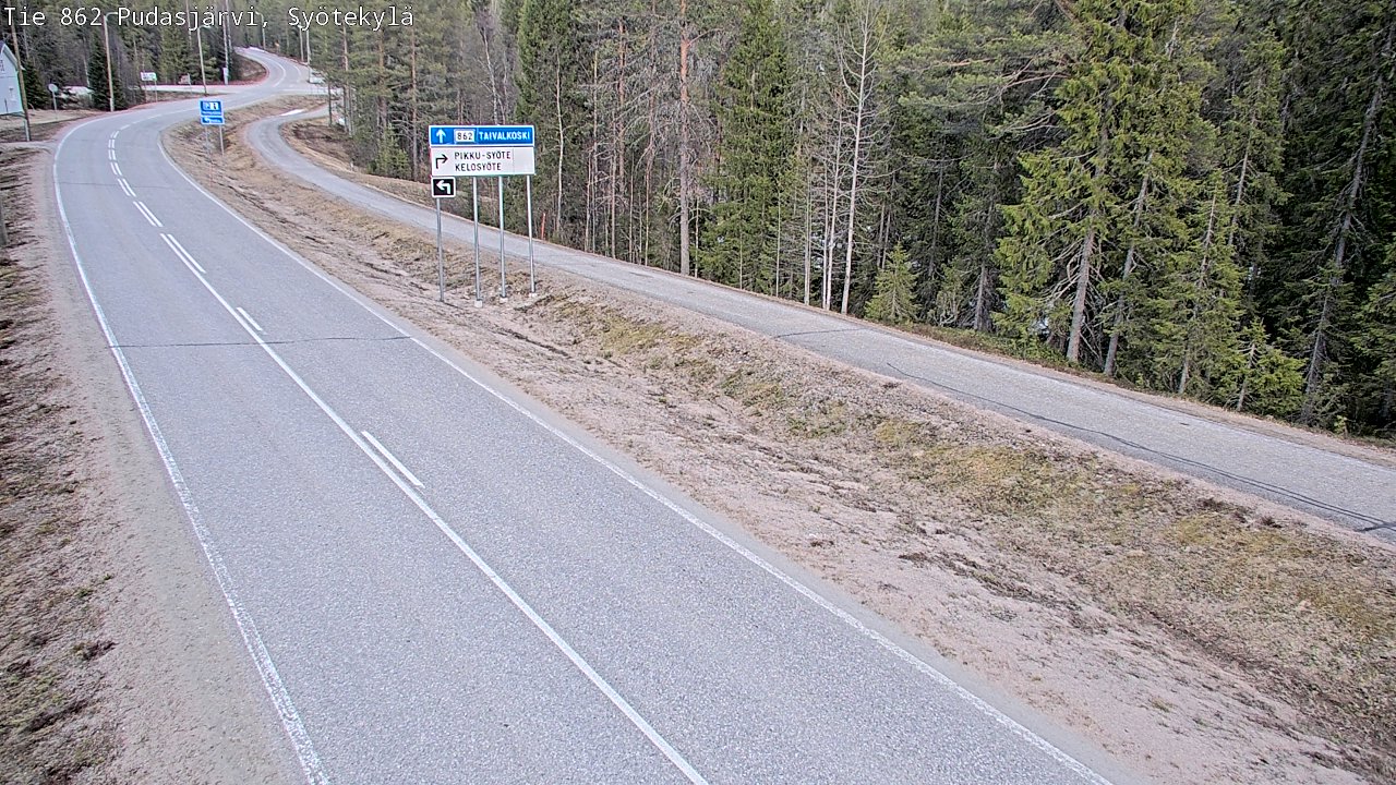Weather Camera Image Väg 862 Pudasjärvi, Syötekylä, Pudasjärvi, Pohjois-Pohjanmaa