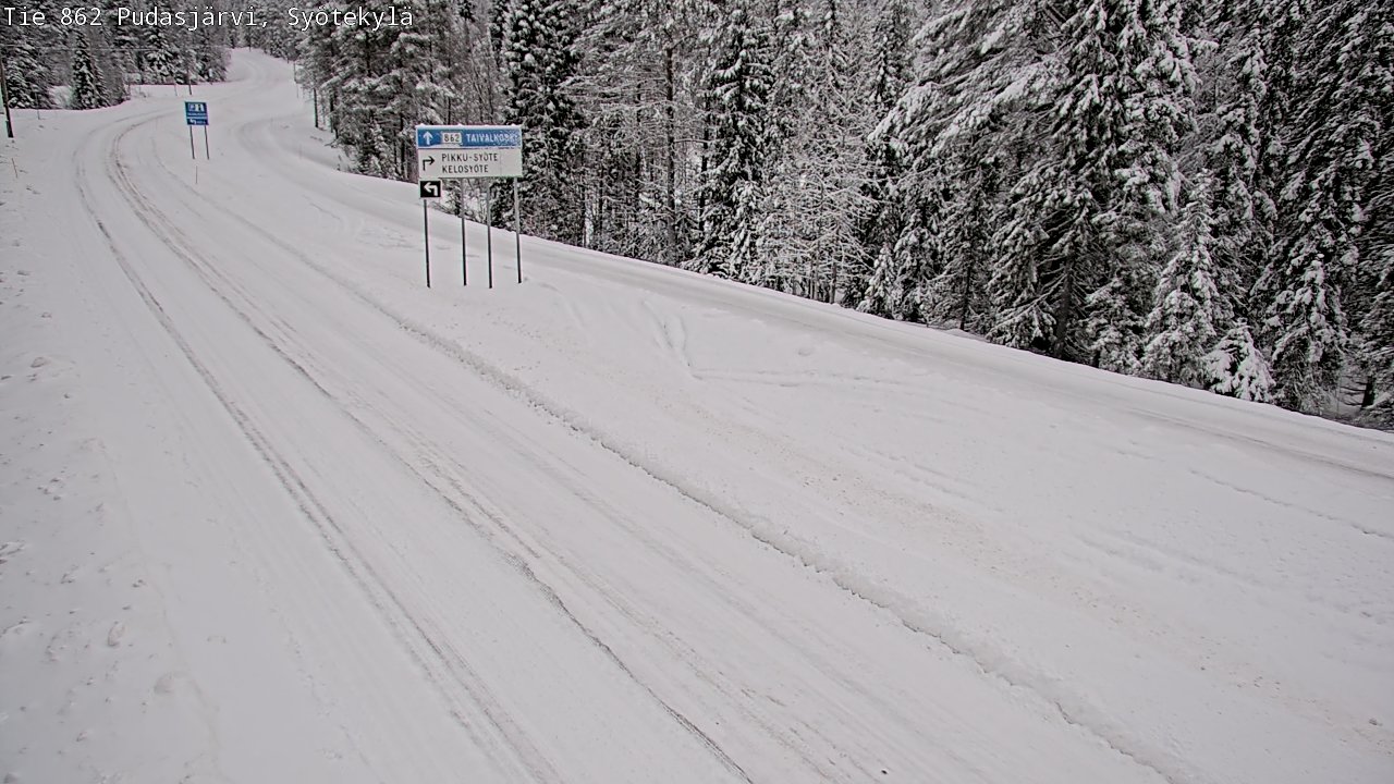 Weather Camera Image Road 862 Pudasjärvi, Syötekylä, Pudasjärvi, Pohjois-Pohjanmaa