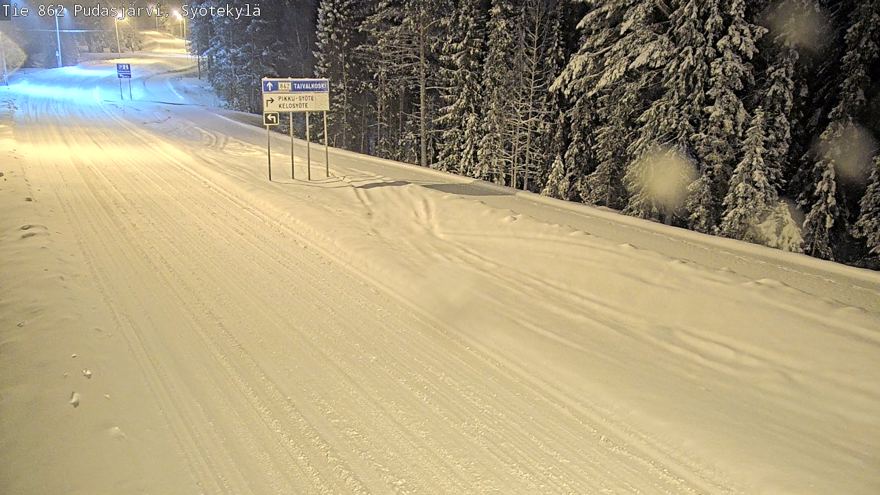 Weather Camera Image Road 862 Pudasjärvi, Syötekylä, Pudasjärvi, Pohjois-Pohjanmaa