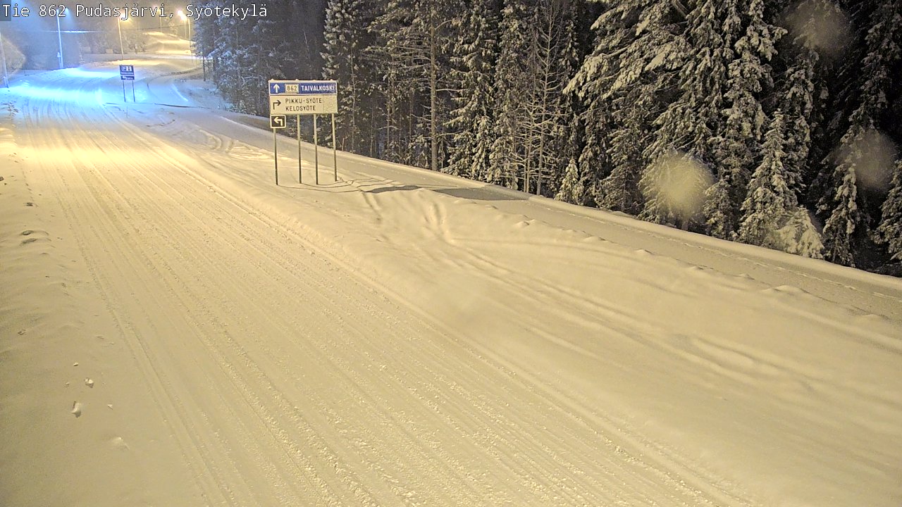 Weather Camera Image Road 862 Pudasjärvi, Syötekylä, Pudasjärvi, Pohjois-Pohjanmaa