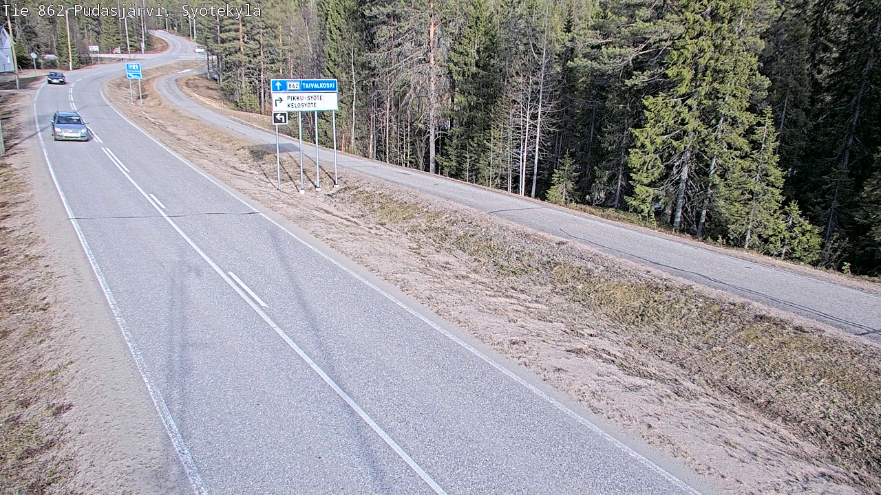 Weather Camera Image Väg 862 Pudasjärvi, Syötekylä, Pudasjärvi, Pohjois-Pohjanmaa
