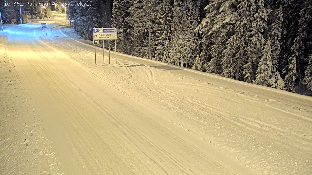 Weather Camera Image Road 862 Pudasjärvi, Syötekylä, Pudasjärvi, Pohjois-Pohjanmaa
