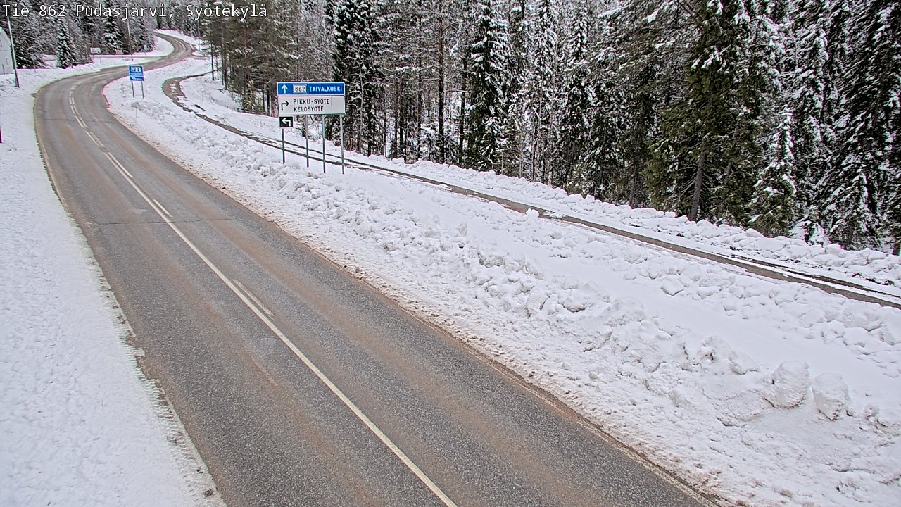 Weather Camera Image Road 862 Pudasjärvi, Syötekylä, Pudasjärvi, Pohjois-Pohjanmaa