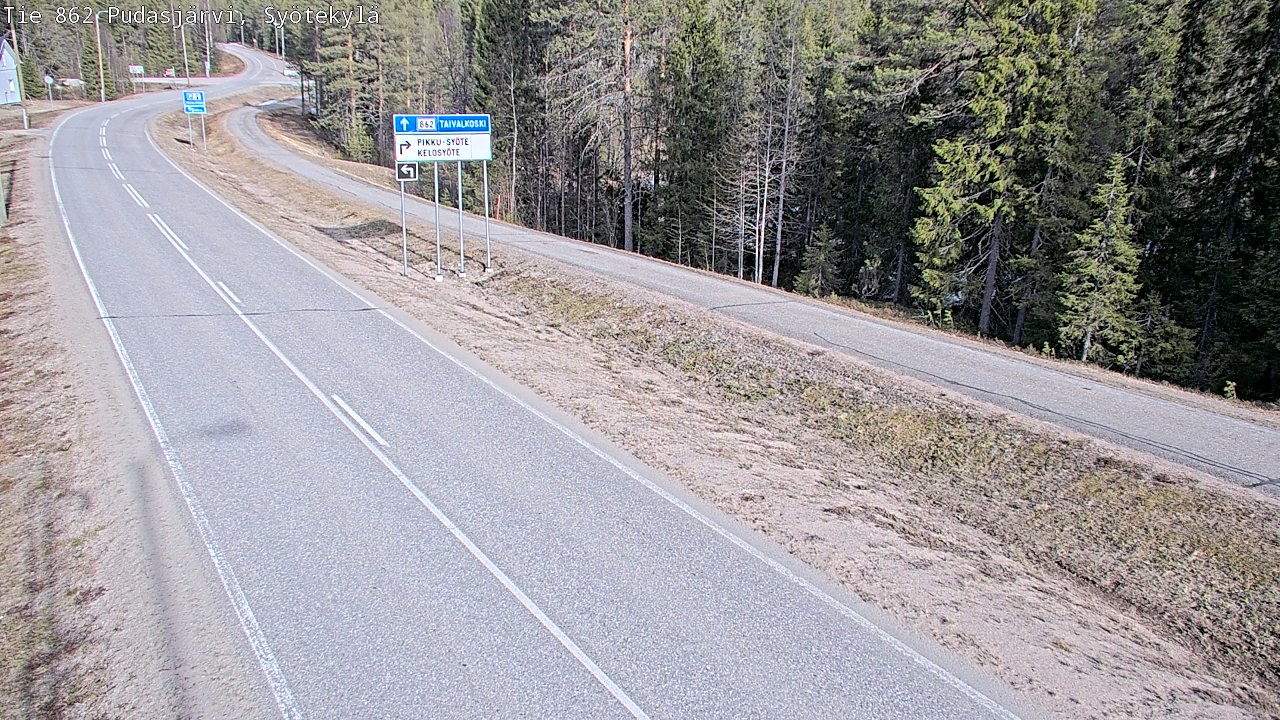 Weather Camera Image Väg 862 Pudasjärvi, Syötekylä, Pudasjärvi, Pohjois-Pohjanmaa