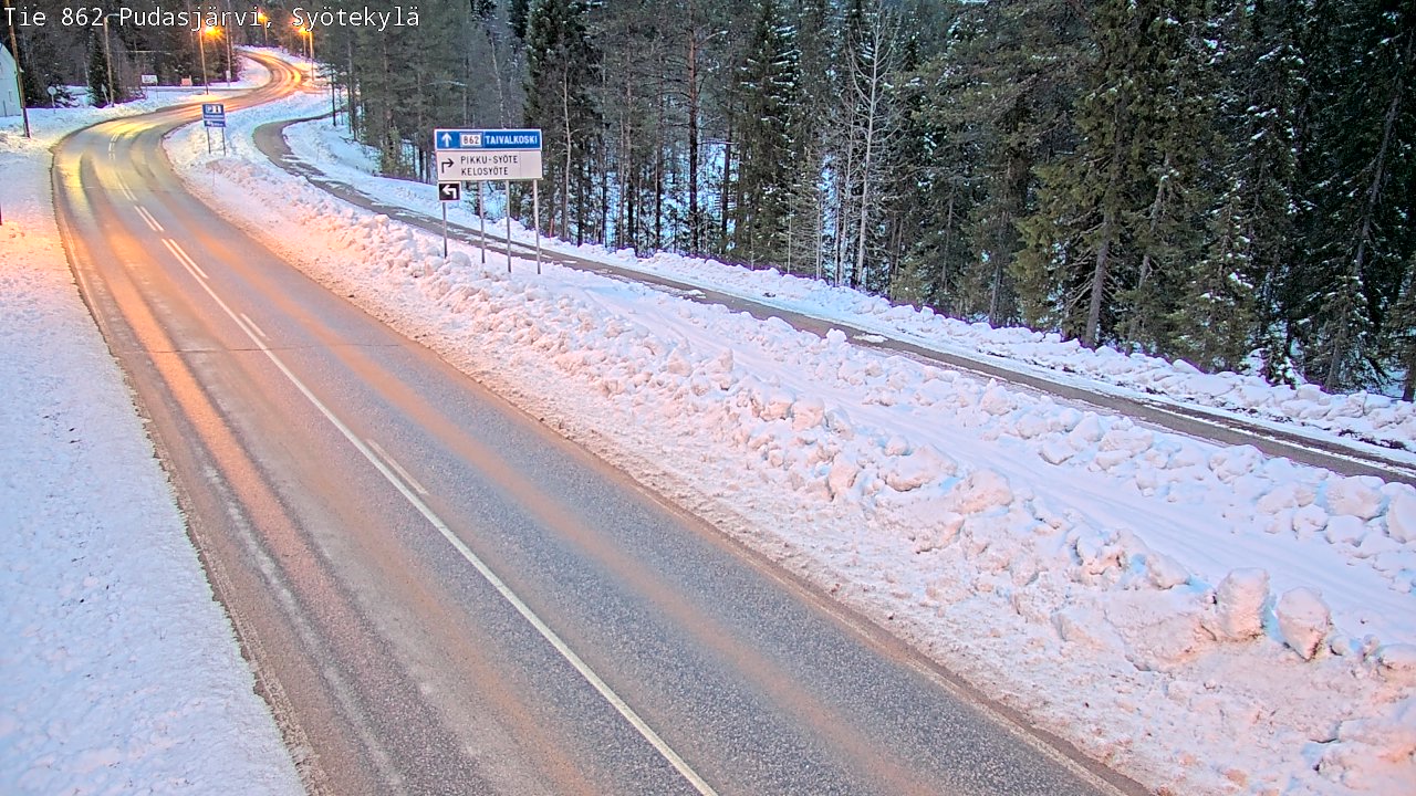 Weather Camera Image Road 862 Pudasjärvi, Syötekylä, Pudasjärvi, Pohjois-Pohjanmaa