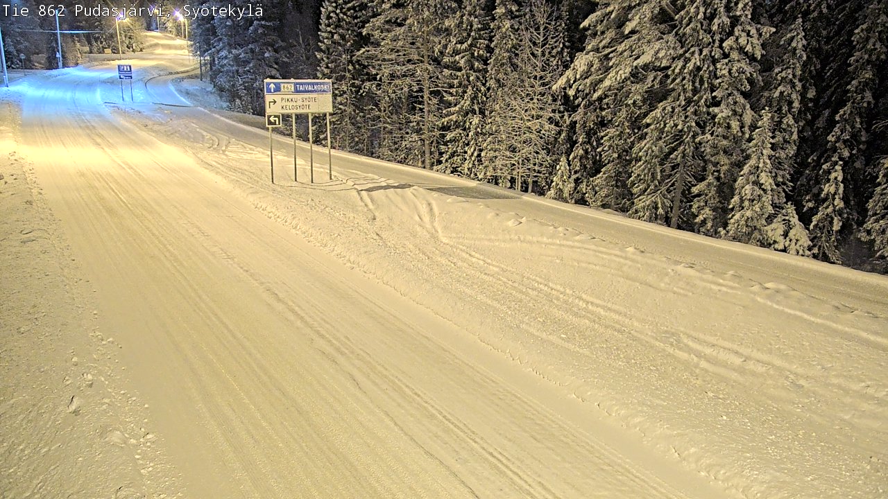 Weather Camera Image Road 862 Pudasjärvi, Syötekylä, Pudasjärvi, Pohjois-Pohjanmaa