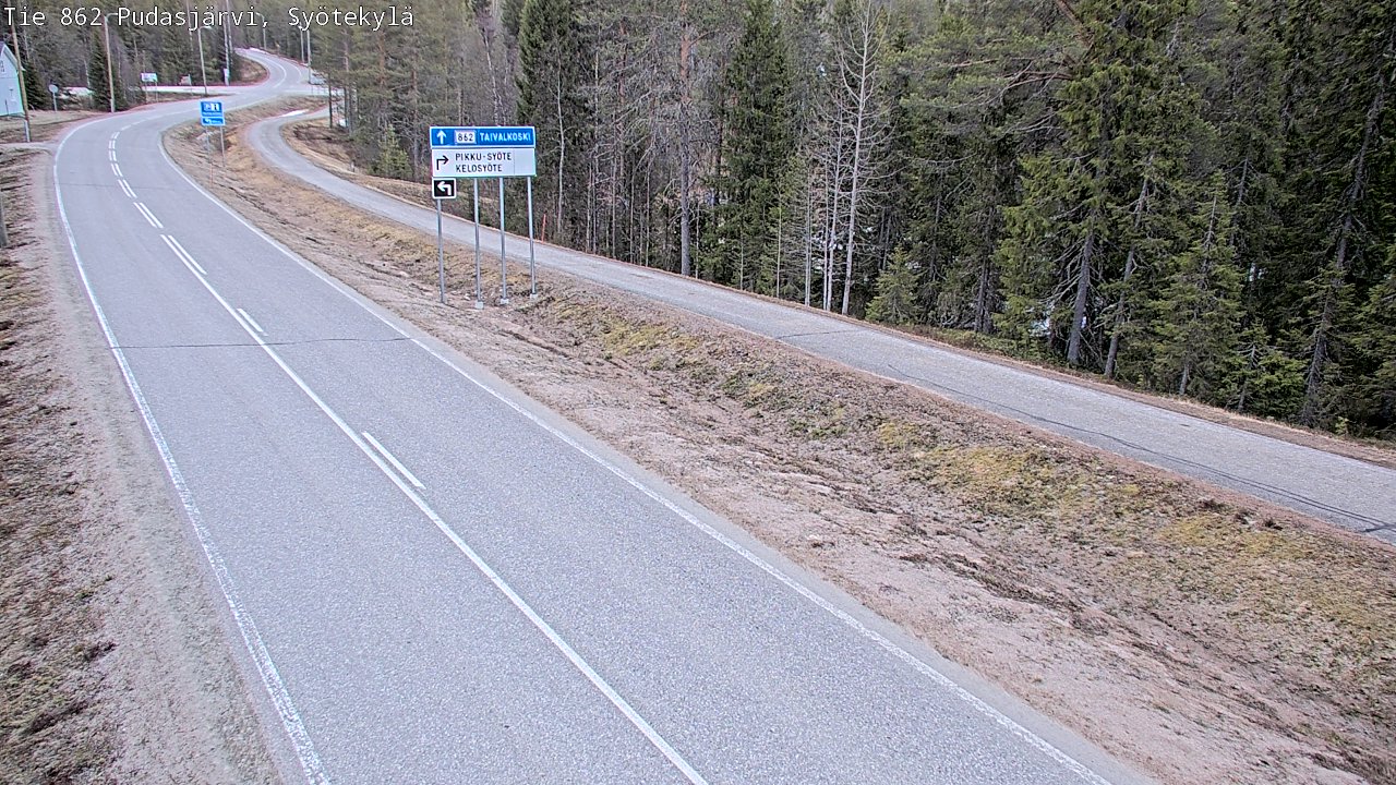 Weather Camera Image Road 862 Pudasjärvi, Syötekylä, Pudasjärvi, Pohjois-Pohjanmaa