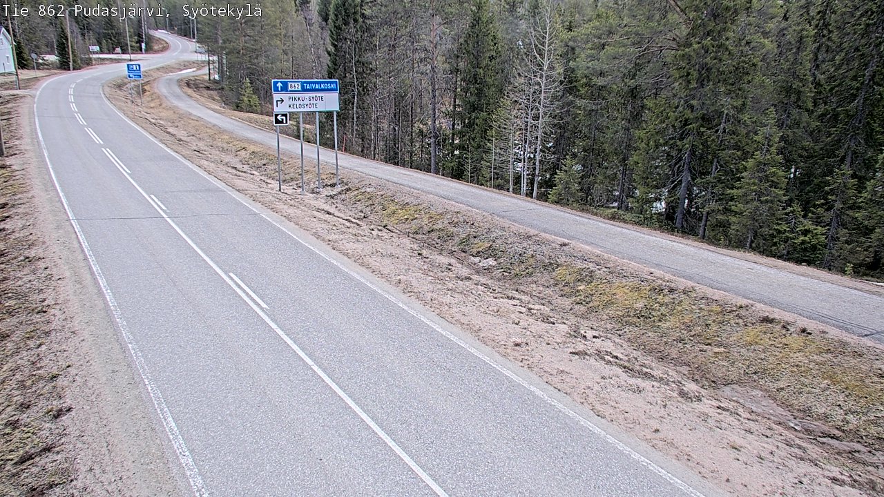 Weather Camera Image Väg 862 Pudasjärvi, Syötekylä, Pudasjärvi, Pohjois-Pohjanmaa