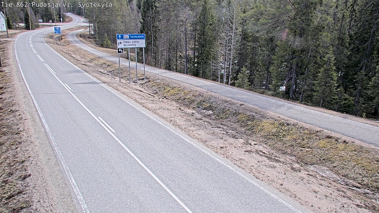 Weather Camera Image Väg 862 Pudasjärvi, Syötekylä, Pudasjärvi, Pohjois-Pohjanmaa