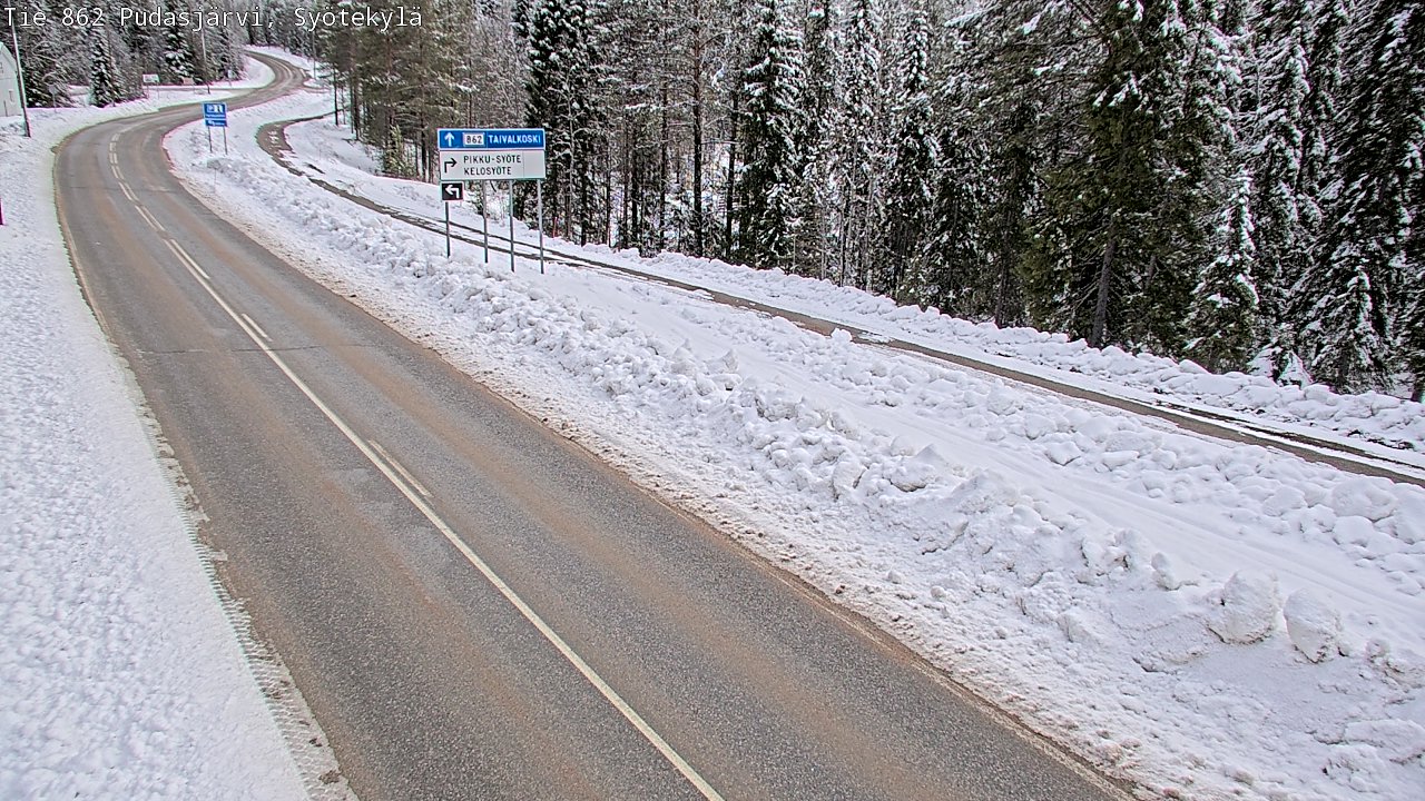 Weather Camera Image Road 862 Pudasjärvi, Syötekylä, Pudasjärvi, Pohjois-Pohjanmaa