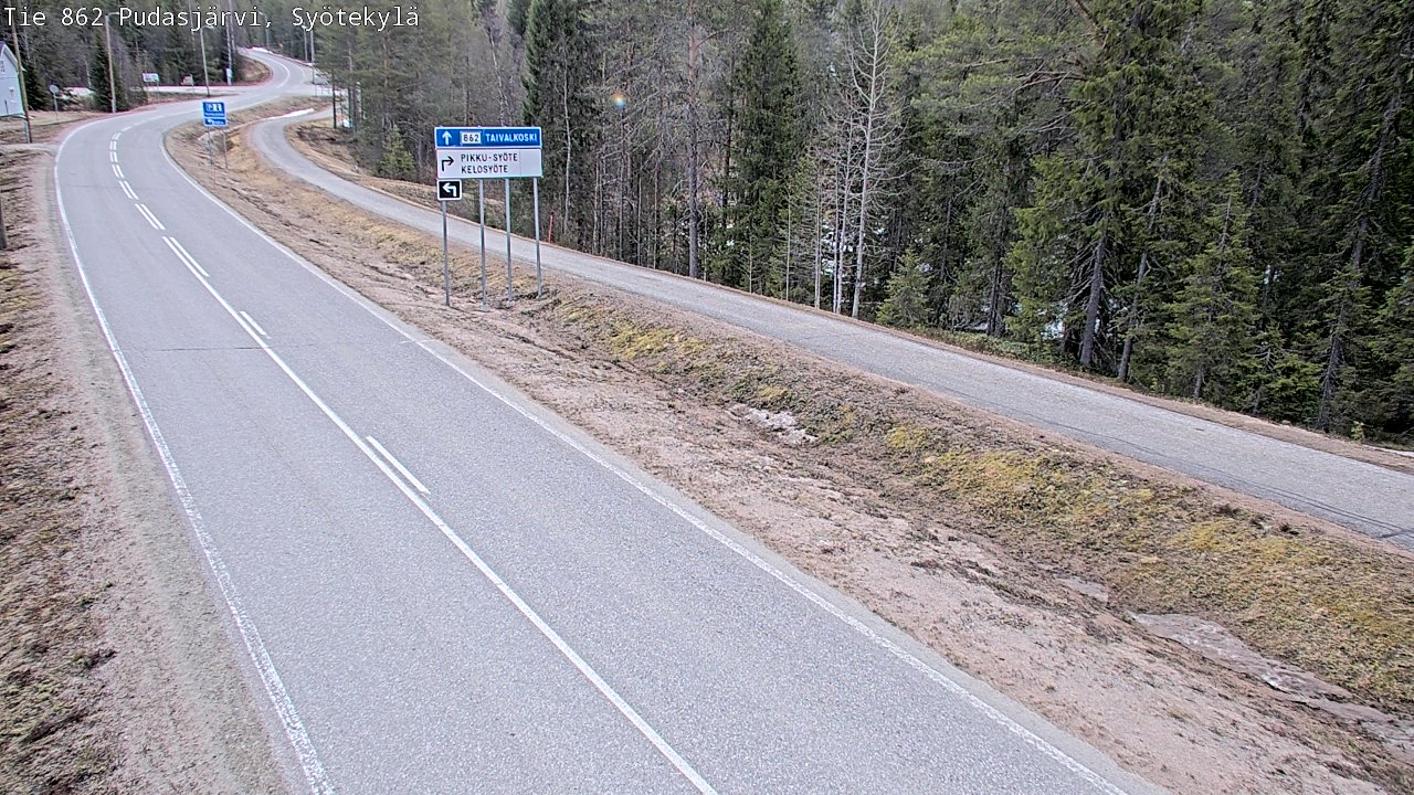 Weather Camera Image Väg 862 Pudasjärvi, Syötekylä, Pudasjärvi, Pohjois-Pohjanmaa