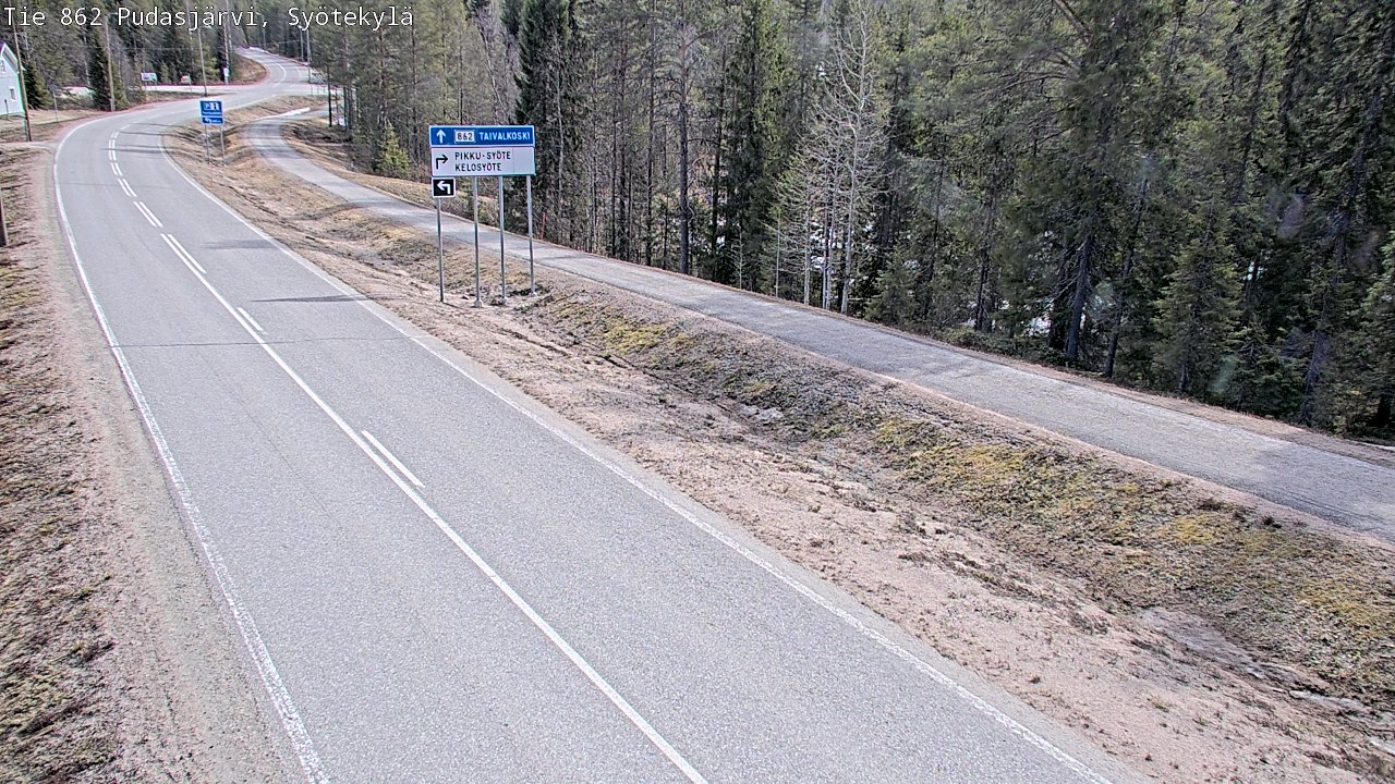 Weather Camera Image Väg 862 Pudasjärvi, Syötekylä, Pudasjärvi, Pohjois-Pohjanmaa