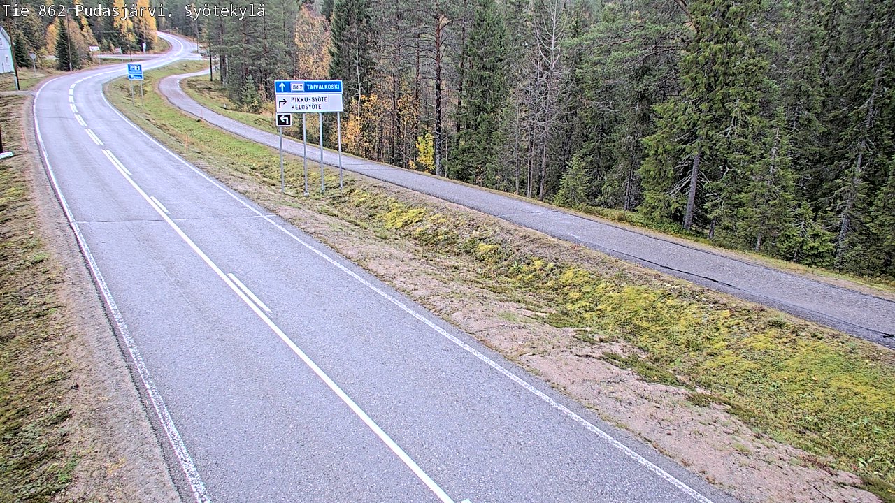 Weather Camera Image Road 862 Pudasjärvi, Syötekylä, Pudasjärvi, Pohjois-Pohjanmaa