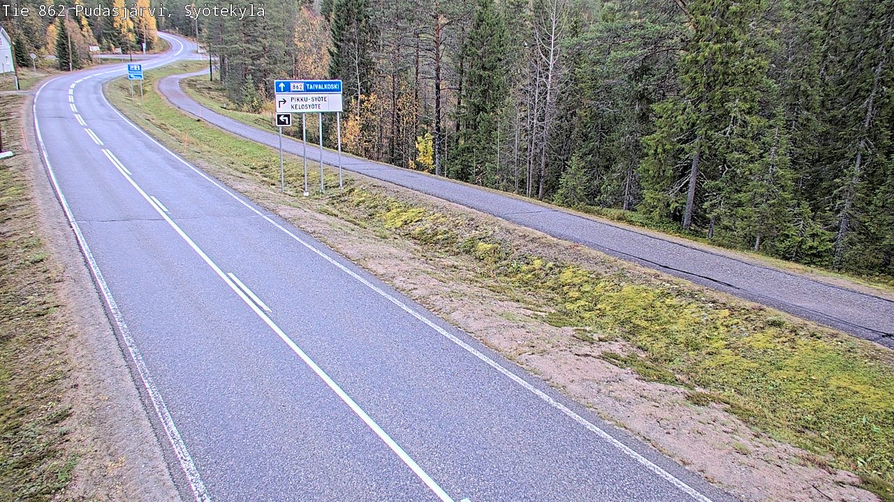 Weather Camera Image Road 862 Pudasjärvi, Syötekylä, Pudasjärvi, Pohjois-Pohjanmaa