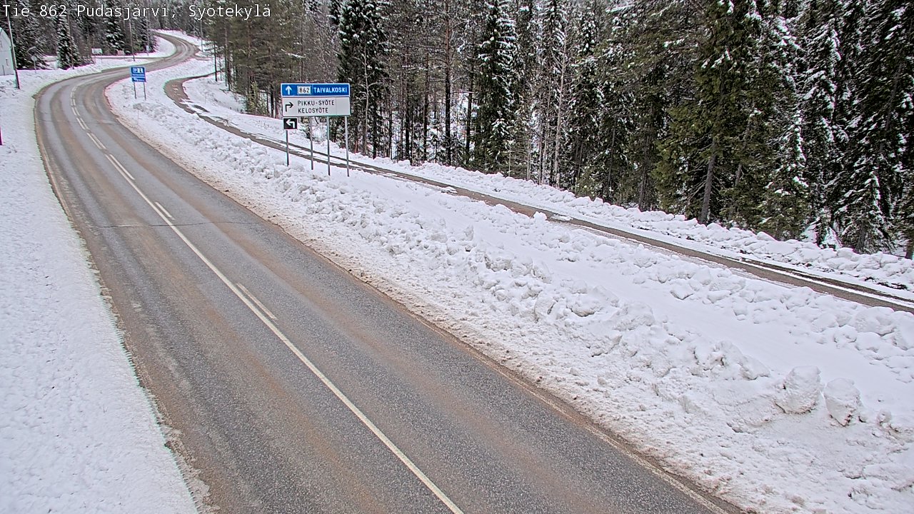 Weather Camera Image Road 862 Pudasjärvi, Syötekylä, Pudasjärvi, Pohjois-Pohjanmaa