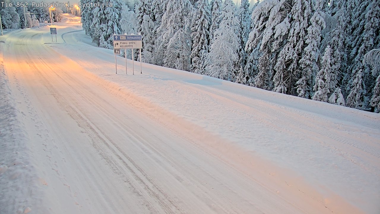 Weather Camera Image Road 862 Pudasjärvi, Syötekylä, Pudasjärvi, Pohjois-Pohjanmaa