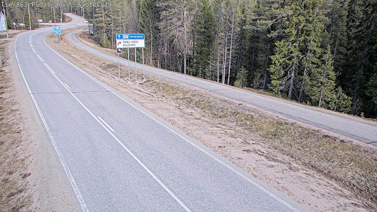 Weather Camera Image Väg 862 Pudasjärvi, Syötekylä, Pudasjärvi, Pohjois-Pohjanmaa