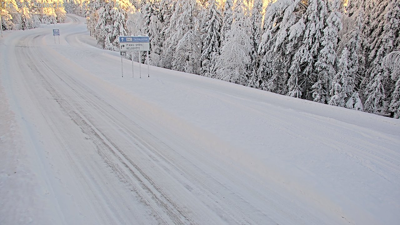 Weather Camera Image Road 862 Pudasjärvi, Syötekylä, Pudasjärvi, Pohjois-Pohjanmaa