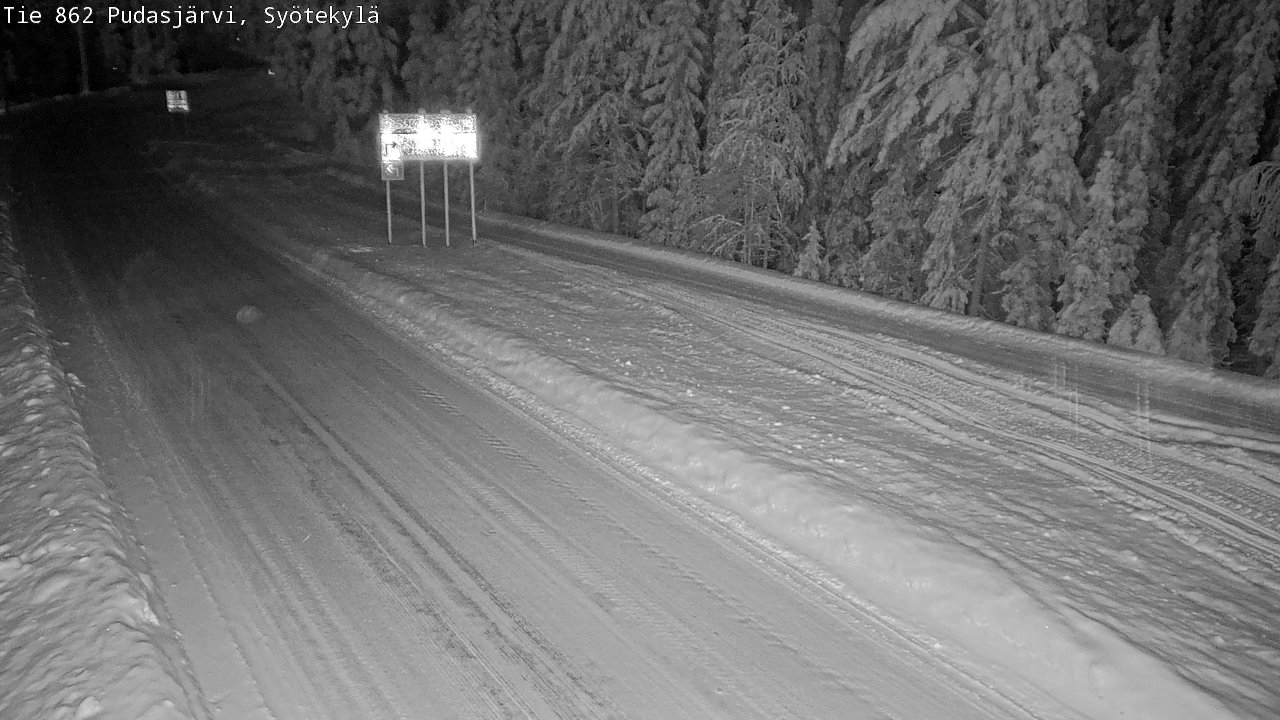 Weather Camera Image Road 862 Pudasjärvi, Syötekylä, Pudasjärvi, Pohjois-Pohjanmaa