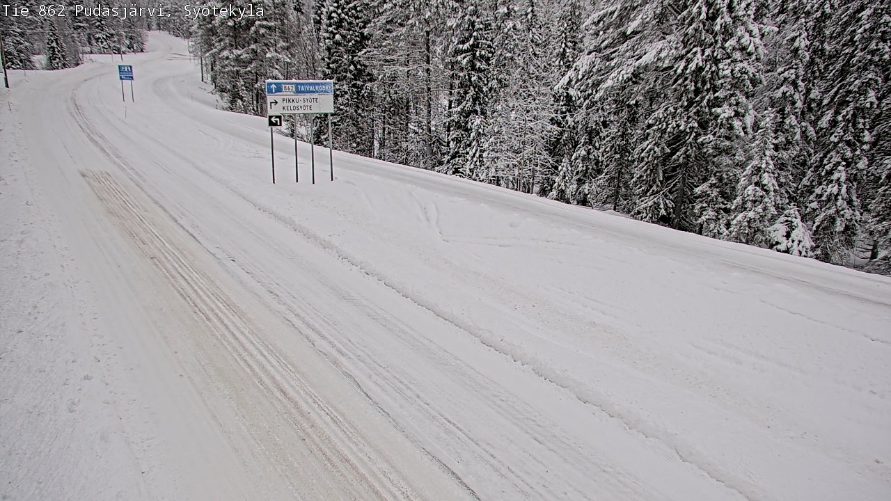 Weather Camera Image Road 862 Pudasjärvi, Syötekylä, Pudasjärvi, Pohjois-Pohjanmaa