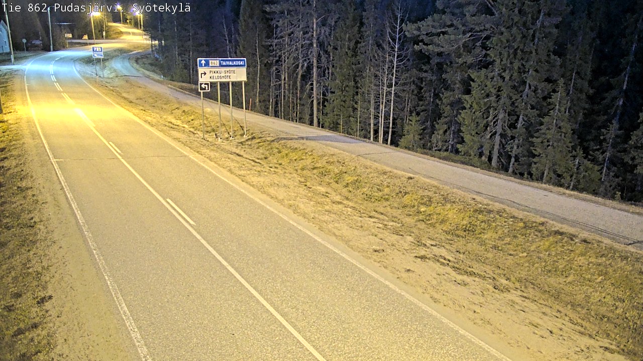 Weather Camera Image Väg 862 Pudasjärvi, Syötekylä, Pudasjärvi, Pohjois-Pohjanmaa