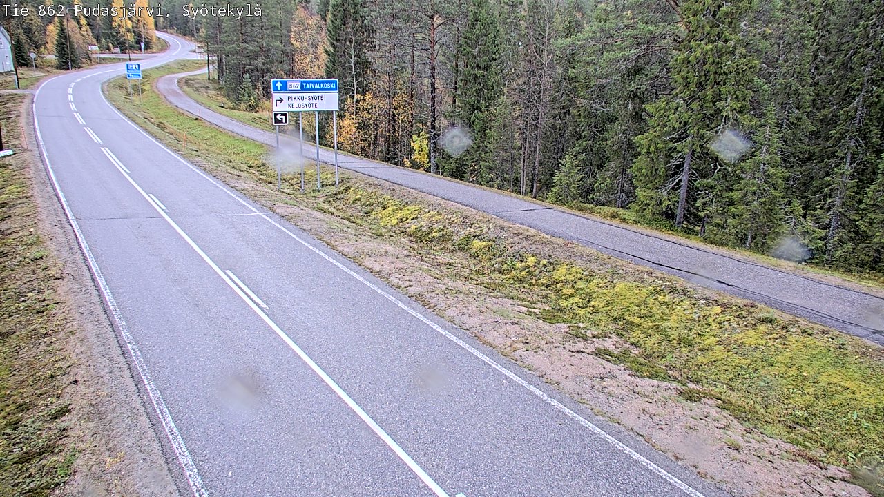 Weather Camera Image Road 862 Pudasjärvi, Syötekylä, Pudasjärvi, Pohjois-Pohjanmaa