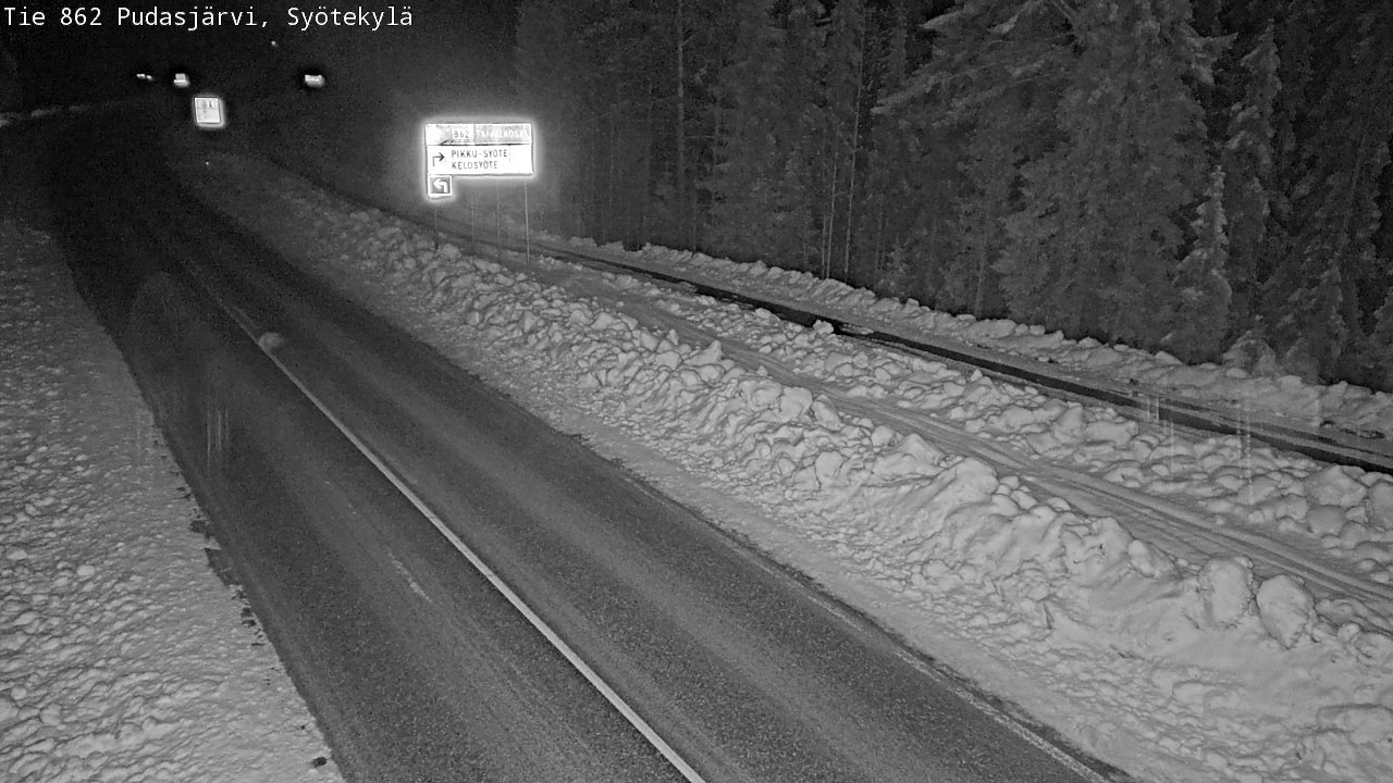Weather Camera Image Road 862 Pudasjärvi, Syötekylä, Pudasjärvi, Pohjois-Pohjanmaa