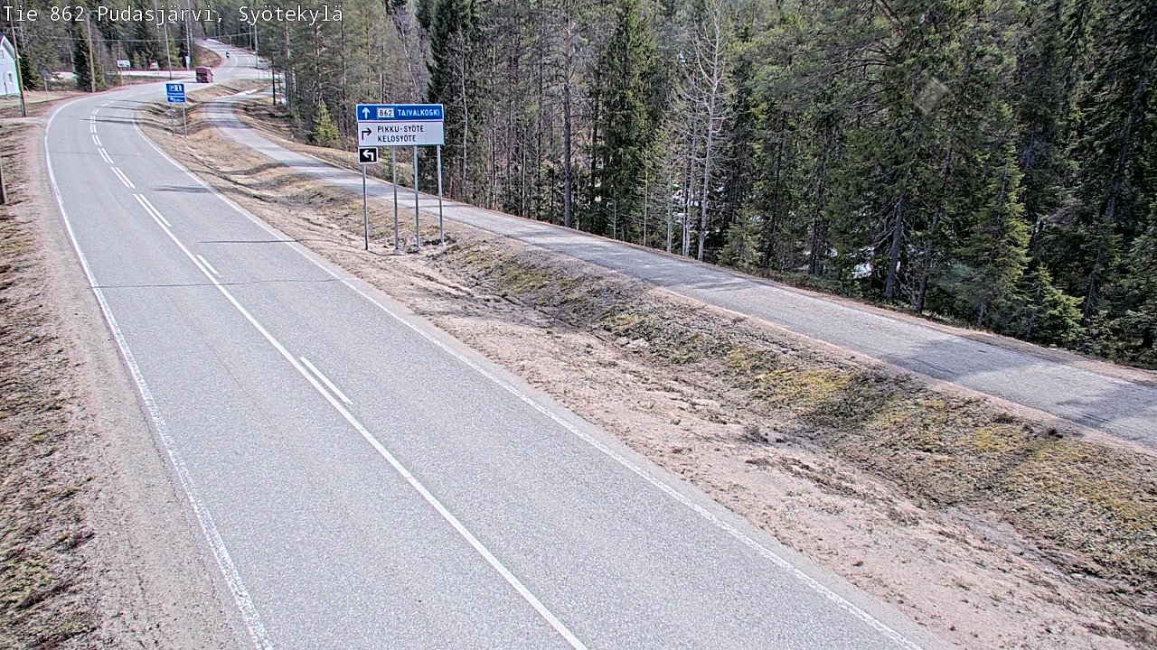 Weather Camera Image Väg 862 Pudasjärvi, Syötekylä, Pudasjärvi, Pohjois-Pohjanmaa