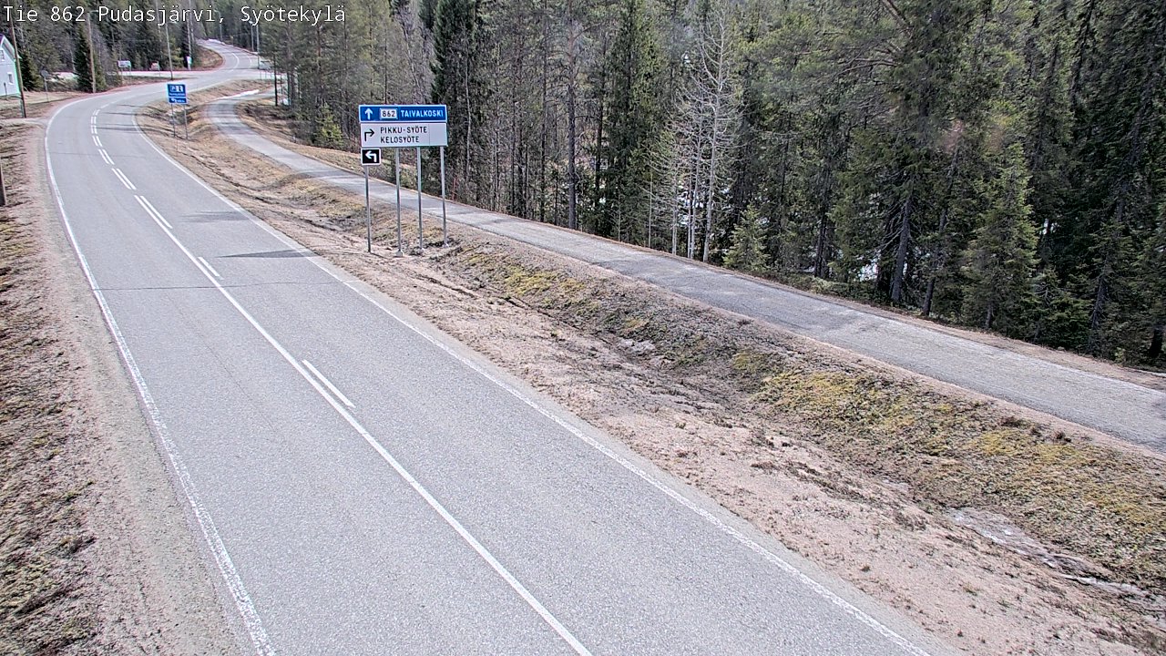 Weather Camera Image Väg 862 Pudasjärvi, Syötekylä, Pudasjärvi, Pohjois-Pohjanmaa