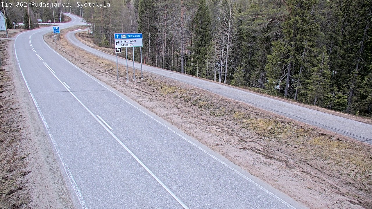 Weather Camera Image Road 862 Pudasjärvi, Syötekylä, Pudasjärvi, Pohjois-Pohjanmaa