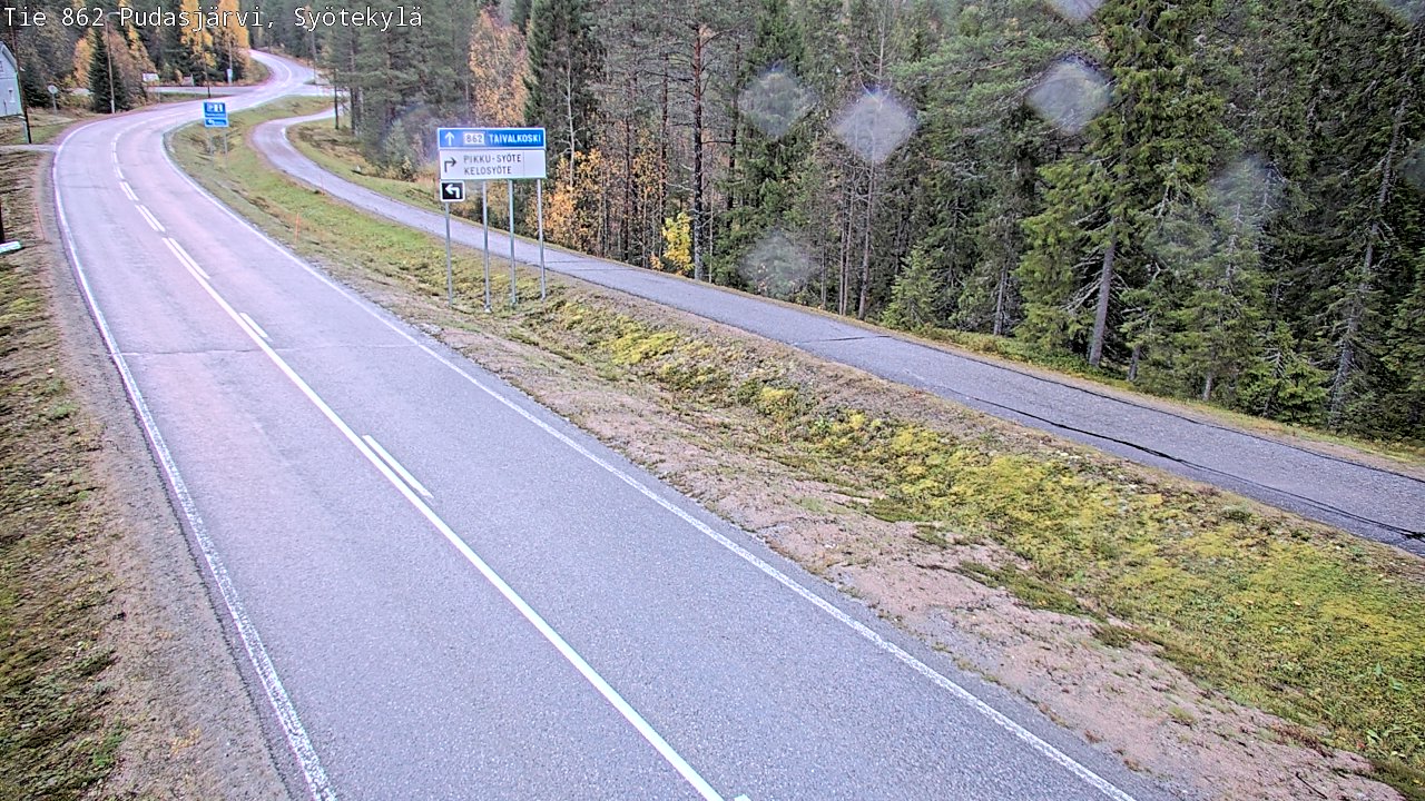 Weather Camera Image Road 862 Pudasjärvi, Syötekylä, Pudasjärvi, Pohjois-Pohjanmaa