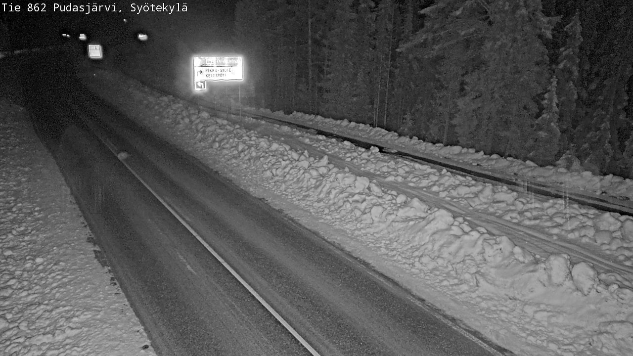 Weather Camera Image Road 862 Pudasjärvi, Syötekylä, Pudasjärvi, Pohjois-Pohjanmaa
