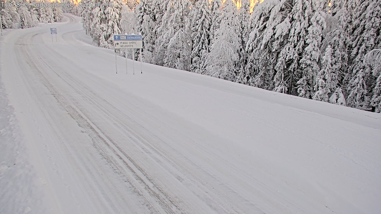 Weather Camera Image Road 862 Pudasjärvi, Syötekylä, Pudasjärvi, Pohjois-Pohjanmaa