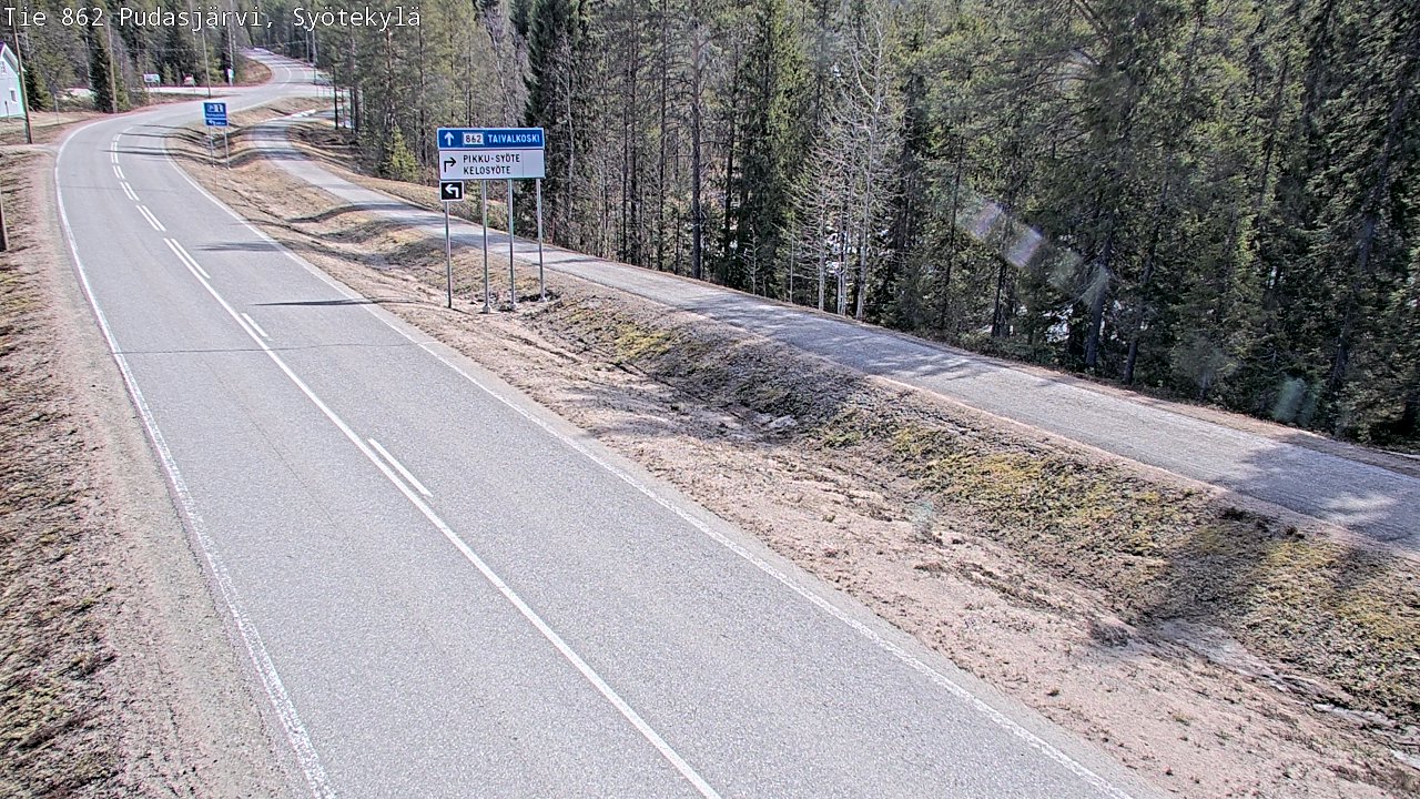 Weather Camera Image Väg 862 Pudasjärvi, Syötekylä, Pudasjärvi, Pohjois-Pohjanmaa
