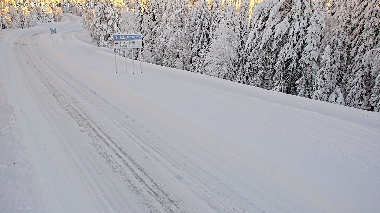 Weather Camera Image Road 862 Pudasjärvi, Syötekylä, Pudasjärvi, Pohjois-Pohjanmaa