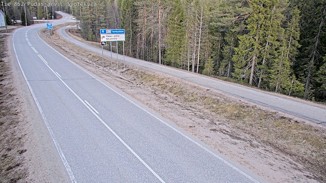 Weather Camera Image Väg 862 Pudasjärvi, Syötekylä, Pudasjärvi, Pohjois-Pohjanmaa