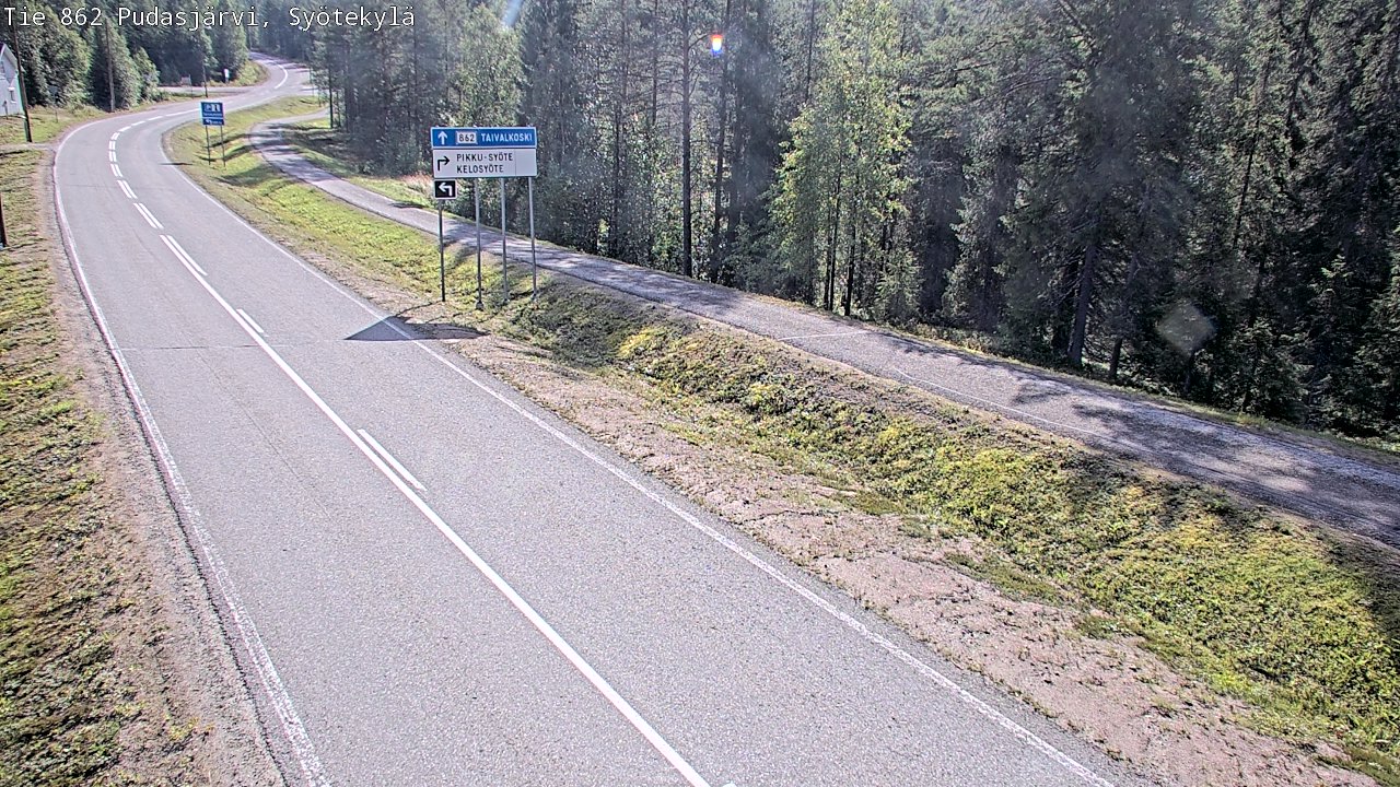 Weather Camera Image Road 862 Pudasjärvi, Syötekylä, Pudasjärvi, Pohjois-Pohjanmaa