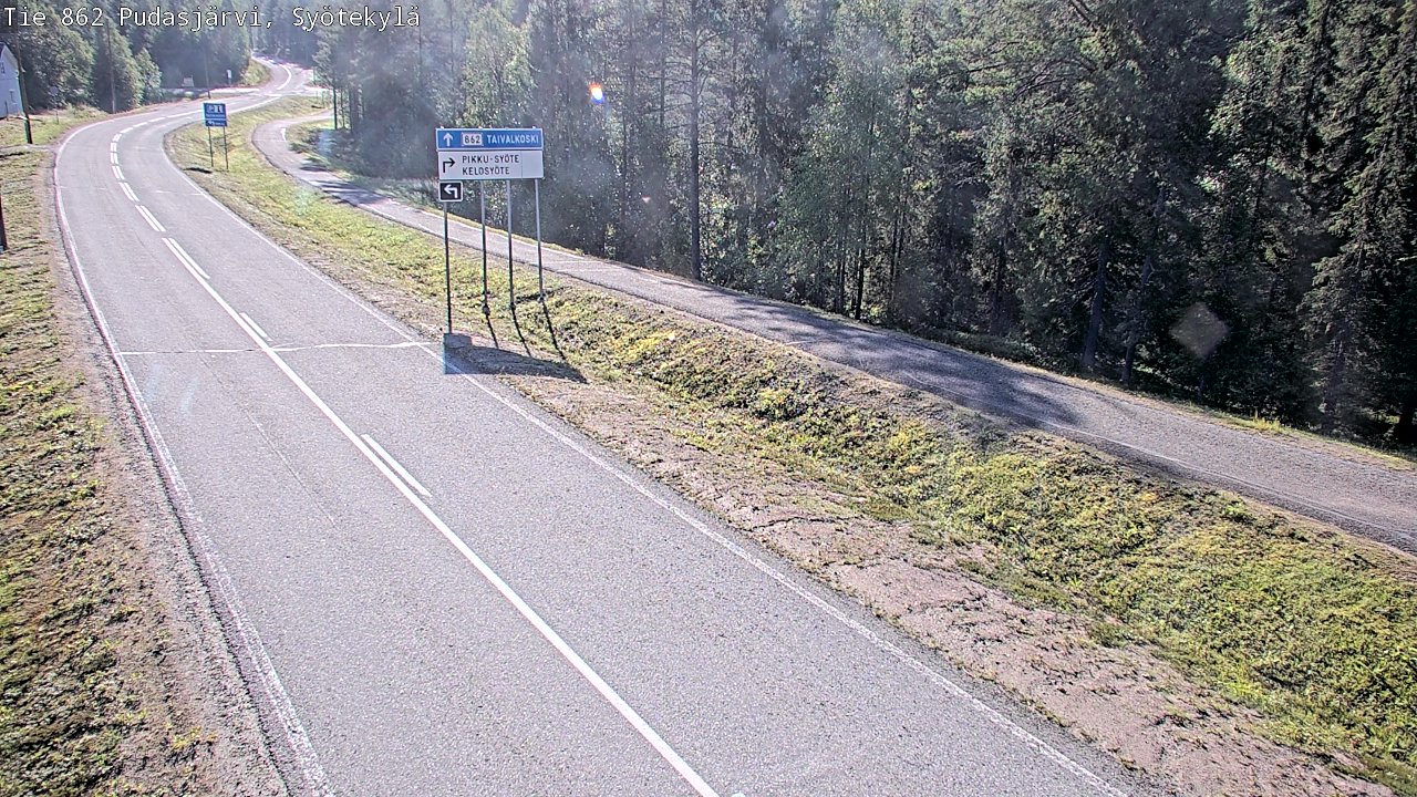 Weather Camera Image Road 862 Pudasjärvi, Syötekylä, Pudasjärvi, Pohjois-Pohjanmaa