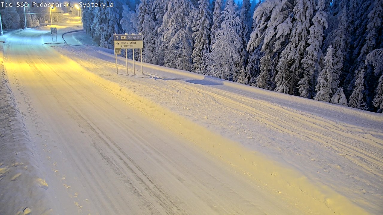 Weather Camera Image Road 862 Pudasjärvi, Syötekylä, Pudasjärvi, Pohjois-Pohjanmaa