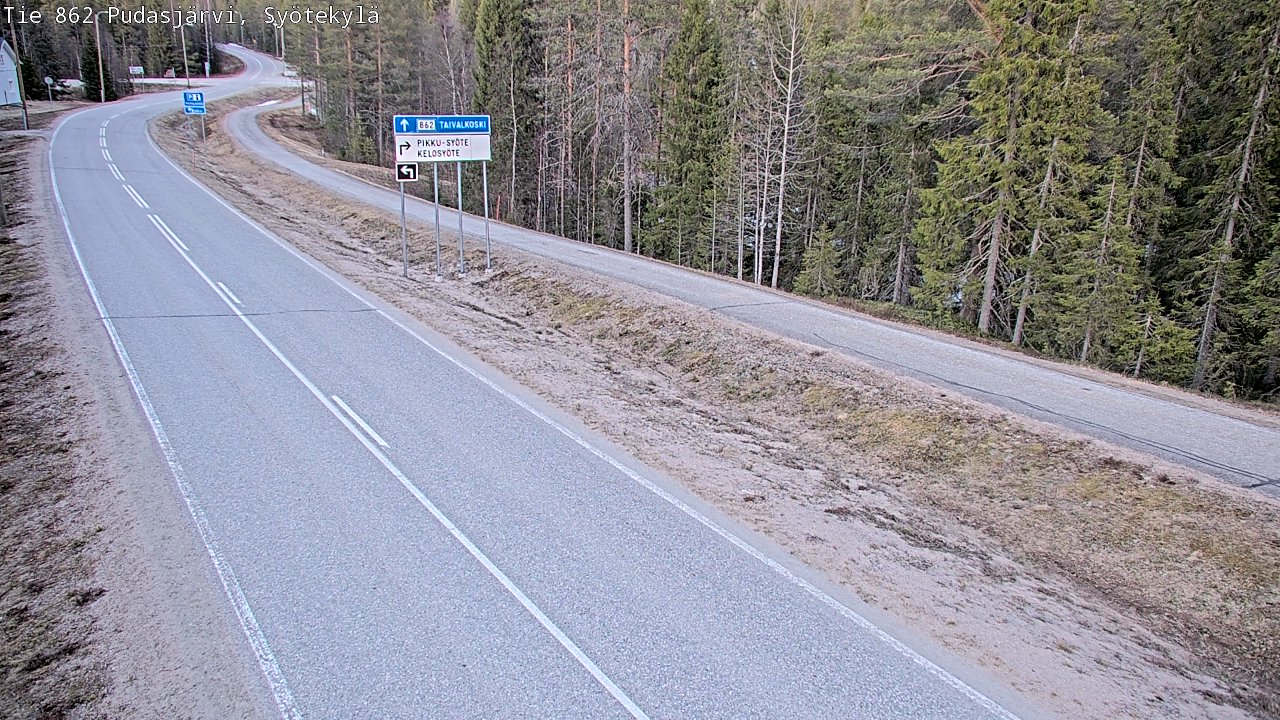 Weather Camera Image Väg 862 Pudasjärvi, Syötekylä, Pudasjärvi, Pohjois-Pohjanmaa