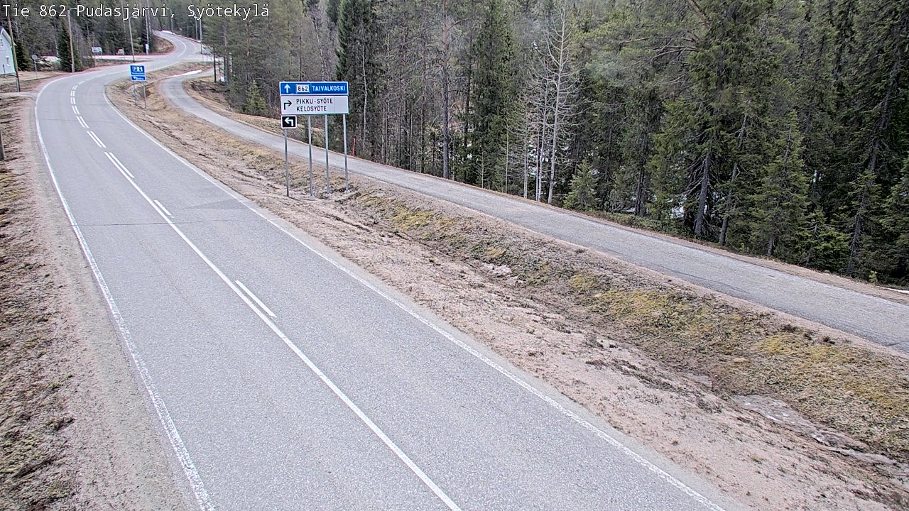 Weather Camera Image Väg 862 Pudasjärvi, Syötekylä, Pudasjärvi, Pohjois-Pohjanmaa