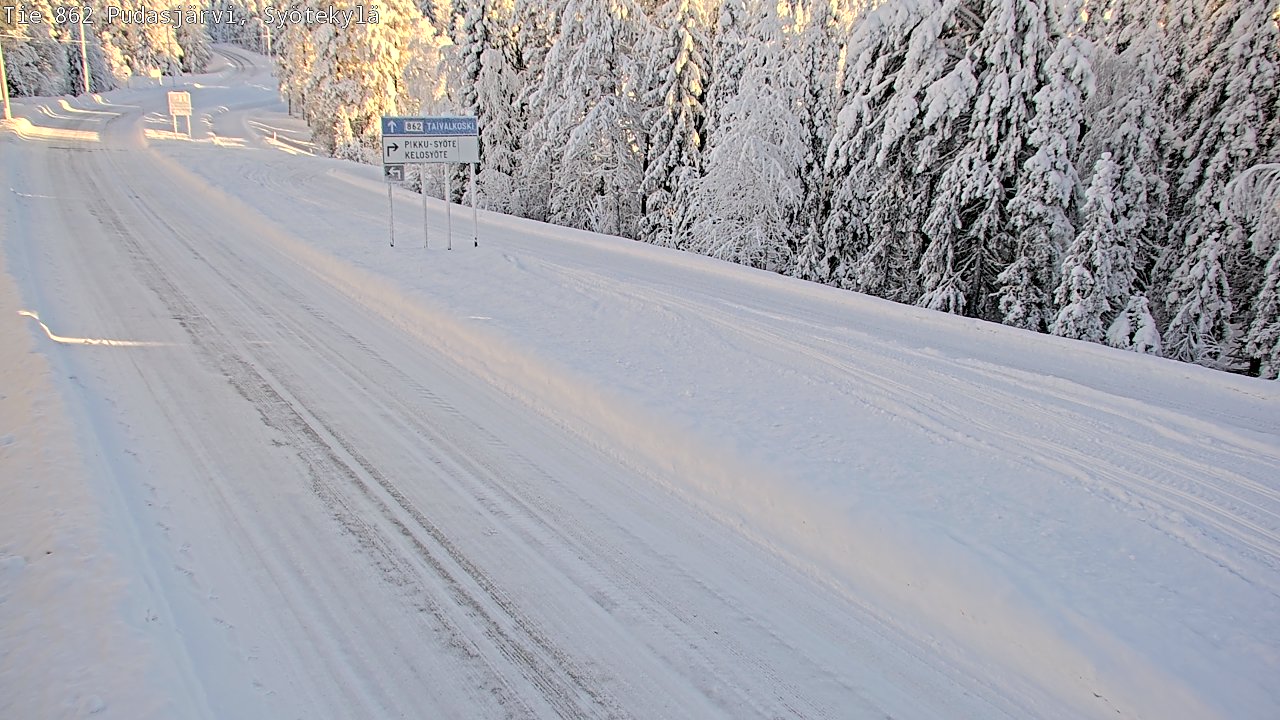 Weather Camera Image Road 862 Pudasjärvi, Syötekylä, Pudasjärvi, Pohjois-Pohjanmaa