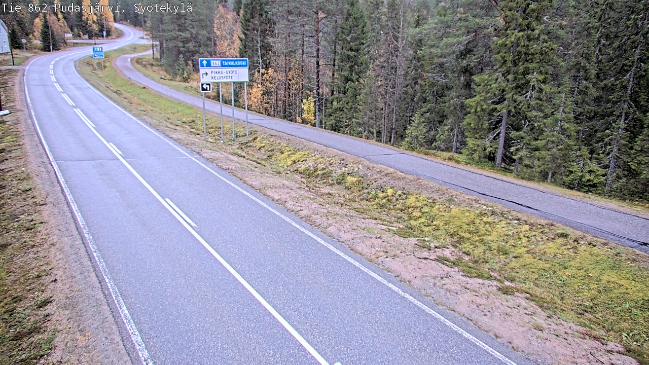 Weather Camera Image Road 862 Pudasjärvi, Syötekylä, Pudasjärvi, Pohjois-Pohjanmaa