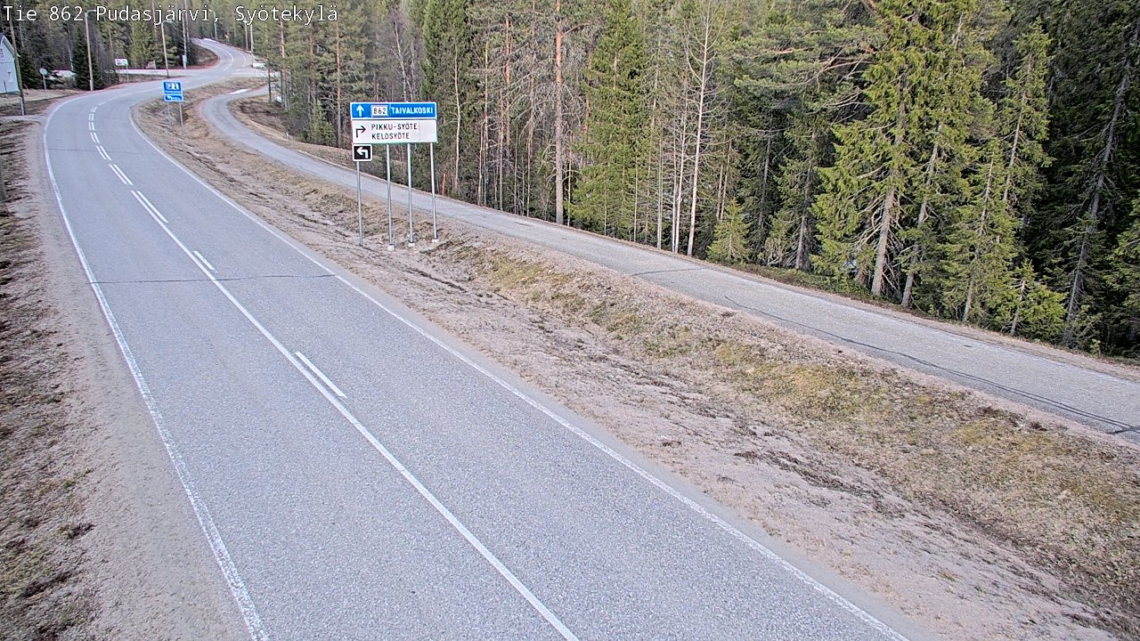 Weather Camera Image Väg 862 Pudasjärvi, Syötekylä, Pudasjärvi, Pohjois-Pohjanmaa