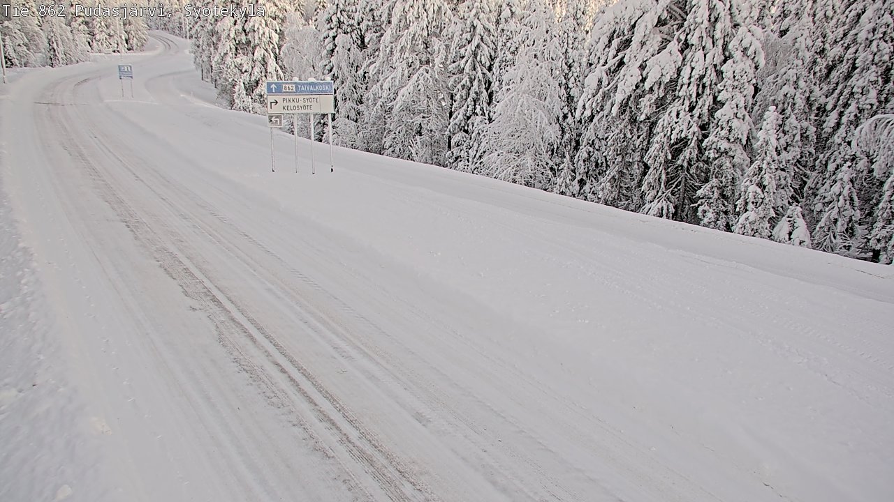 Weather Camera Image Road 862 Pudasjärvi, Syötekylä, Pudasjärvi, Pohjois-Pohjanmaa