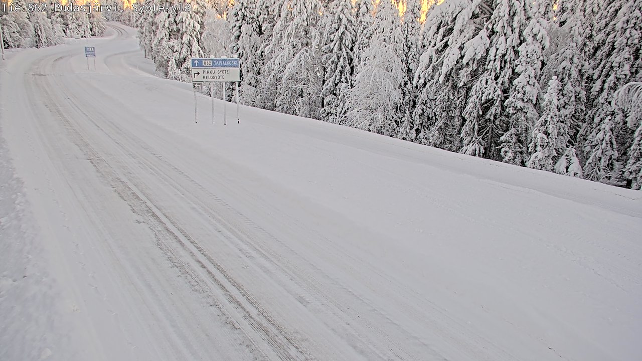 Weather Camera Image Road 862 Pudasjärvi, Syötekylä, Pudasjärvi, Pohjois-Pohjanmaa